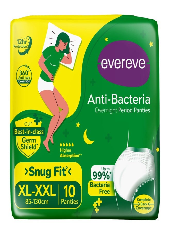 Evereve Anti Bacteria Period Panty for Girls & Women, (XL-XXL), 10 Pcs, 360 Degree Overnight Coverage, 99.9% Bacteria Free, High Absorbency for Heavy Flow, Maternity Postpartum Disposable Panty - Image 1